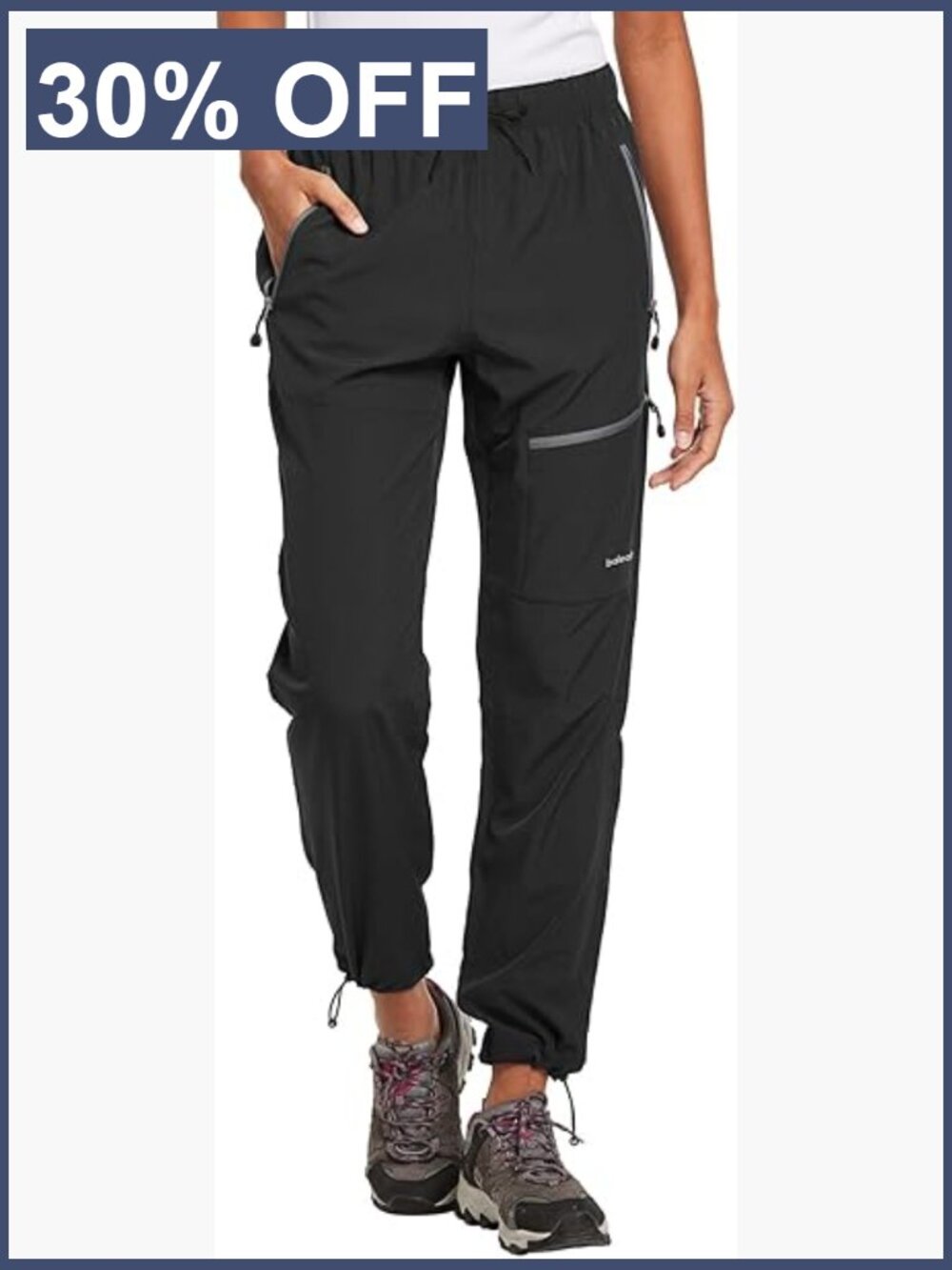 Women's Quick Dry Hiking Cargo Pants Elastic Waist Joggers Lightweight UPF 50+